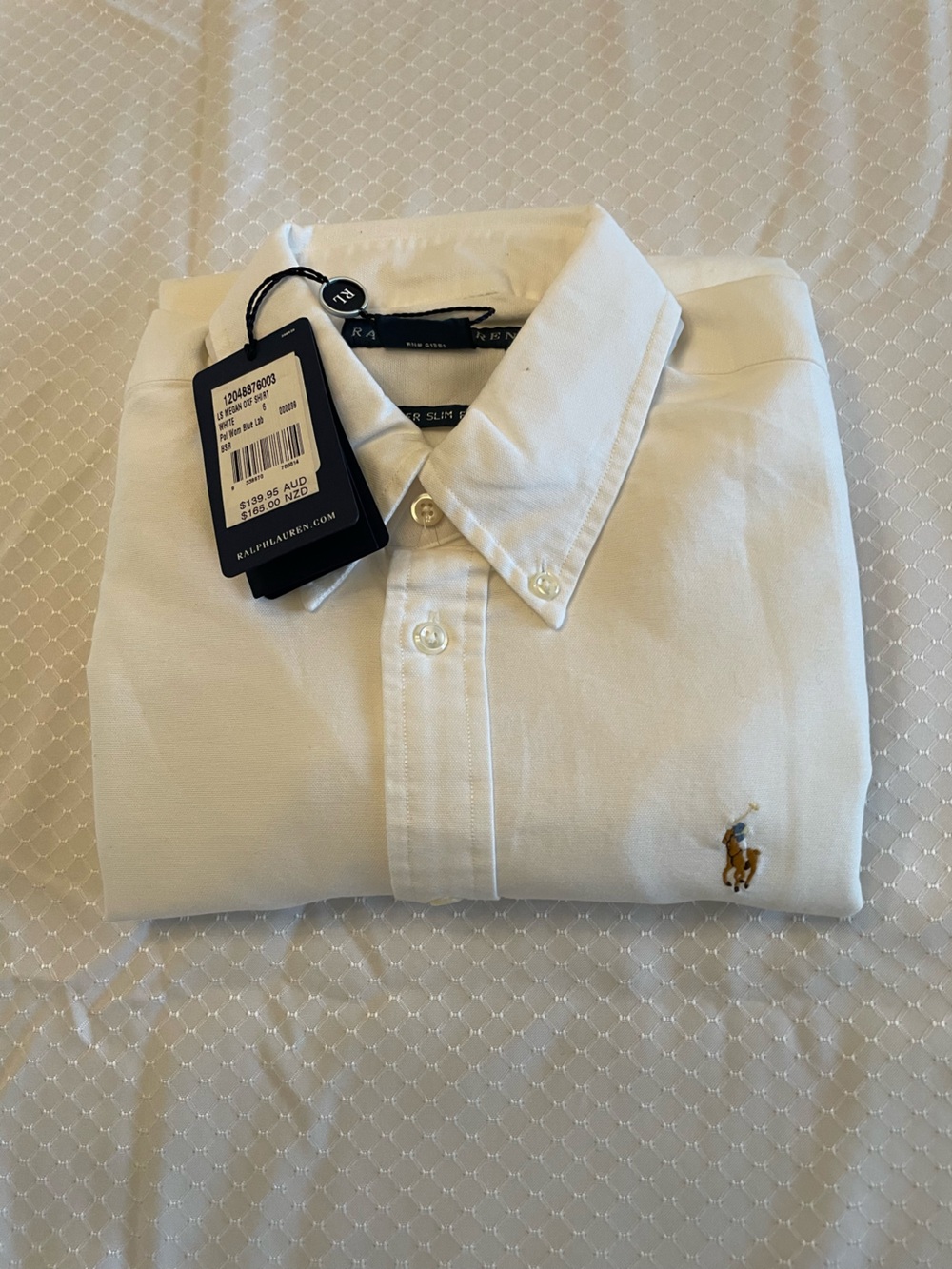 Ralph Lauren Women’s White Button-Down Oxford Shirt with Polo Pony ~ Super slim
